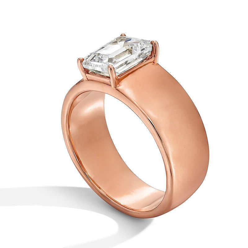 2.0 CT. Emerald-Cut Lab-Grown Diamond Solitaire Thick Shank Engagement Ring in 14K Rose Gold (F/VS2)