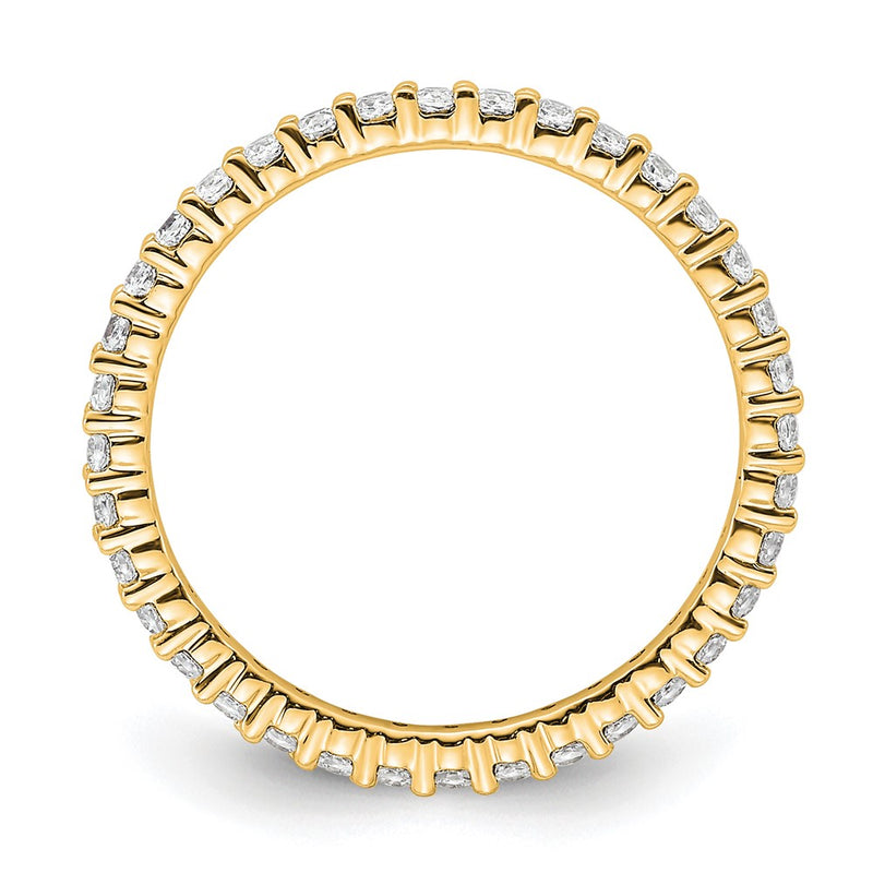 14K Yellow Gold Polished Size 6.5 Shared Prong 1/2 carat Diamond Complete Eternity Wedding Band Ring