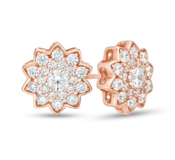 $1200 1 CT. REAL Diamond Flower Stud Earrings 8K/10K Yellow White or Rose Gold