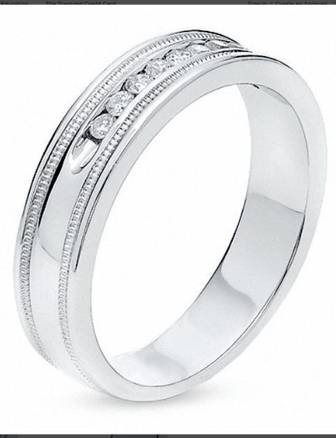 $1000 Men's 1/4 CT. T.W. Diamond Channel Milgrain Band in 14K White Gold