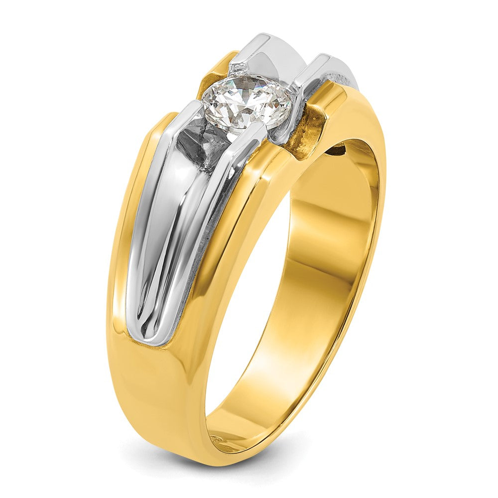 14k Two-tone Two Tone 1/2 Ct. Lab Grown Diamond VS/SI+ G+ Complete Polished and Satin Men's Ring