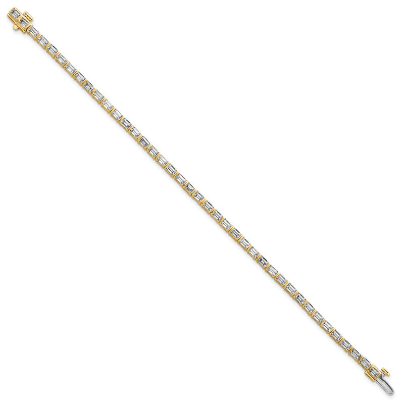 14K Yellow Gold 4 3/4 Carat Certified Lab Grown Diamond Vs+ F+ Emerald Bezel Set Tennis Bracelet