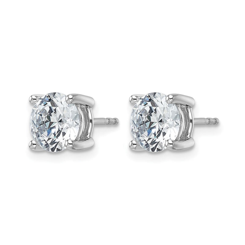 14K White Gold 4 Ctw Certified Lab Grown Diamond Vs+ F+ Round Prong Heavy Wt. Stud Earrings