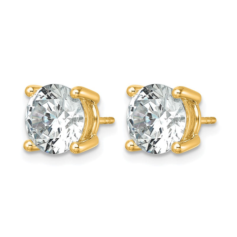 14K Yellow Gold 7 Ctw Certified Lab Grown Diamond Vs/Si+ G+ Round 4 Prong Heavy Wt. Stud Earrings