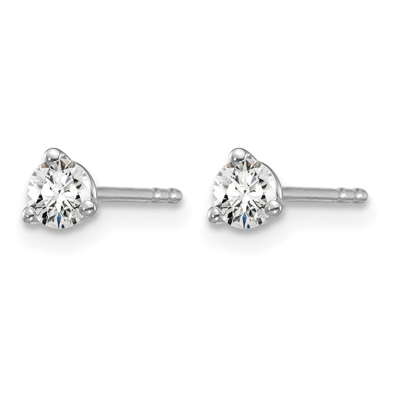 14K White Gold 1/4 Ctw Certified Lab Grown Diamond Vs+ F+ Round 3 Prong Heavy Wt. Stud Earrings