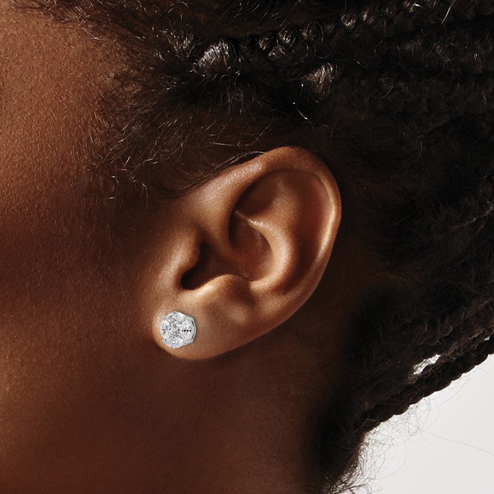 14k White Gold 1 Ct. Lab Grown Diamond VS/SI+ G+ Complete Round and Marquise Halo Post Earrings