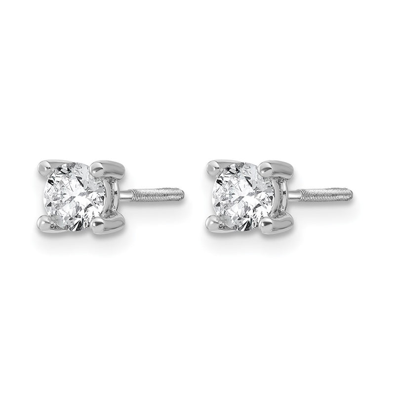 14K White Gold 2/3 Ctw Lab Grown Diamond Vs+ F+ Round 4 Prong Heavy Wt. Screwback Stud Earrings