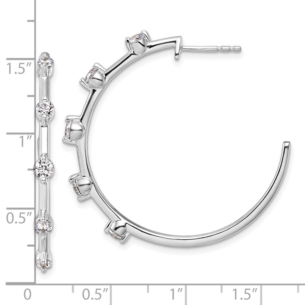 14k White Gold 3/4 Ct. Lab Grown Diamond VS/SI+ G+ Complete C-Hoop Post Earrings