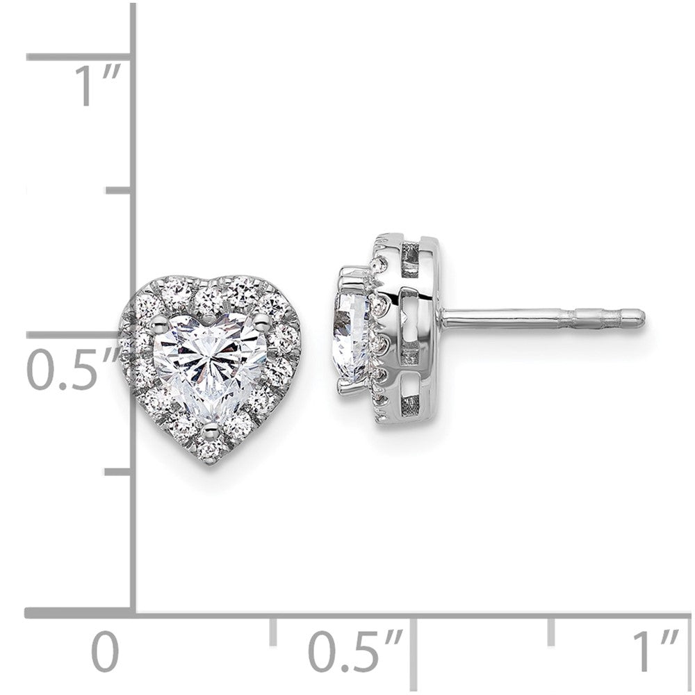 14k White Gold 1/4 Ct. Lab Grown Diamond VS/SI+ G+ 1/2 Center Semi Mount Halo Heart Post Earrings