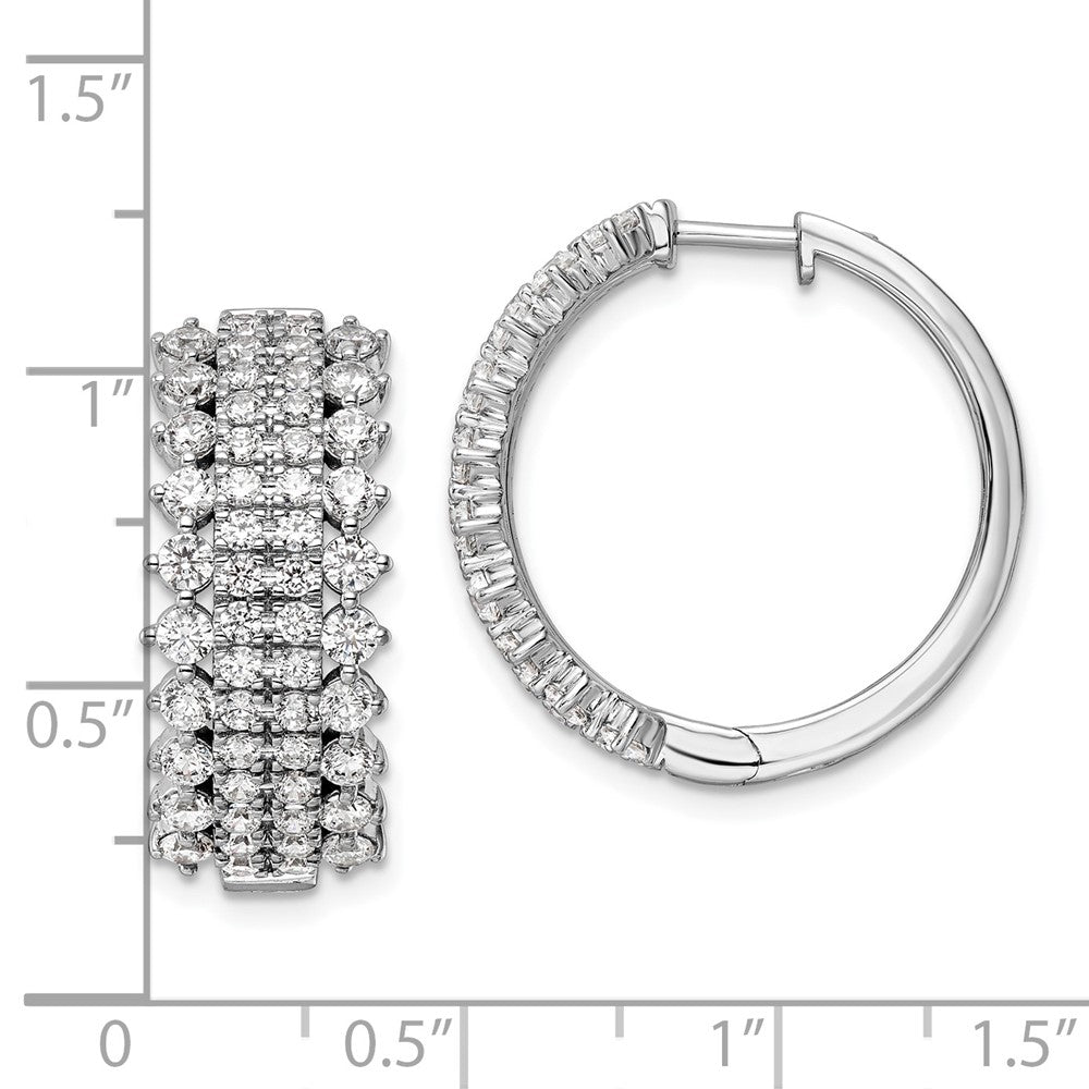 14k White Gold 3 Ct. Lab Grown Diamond VS/SI+ G+ Complete Hinged Hoop Earrings