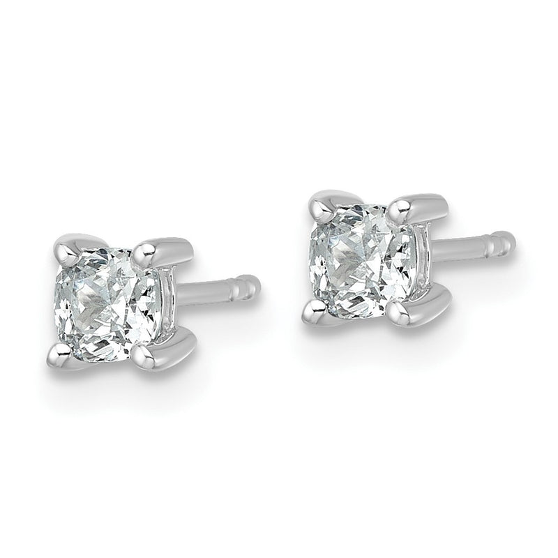 14k White Gold 3/4 ctw Certified Lab Grown Diamond VS/SI+ G+ Cushion 4 Prong Heavy Wt. Stud Earrings