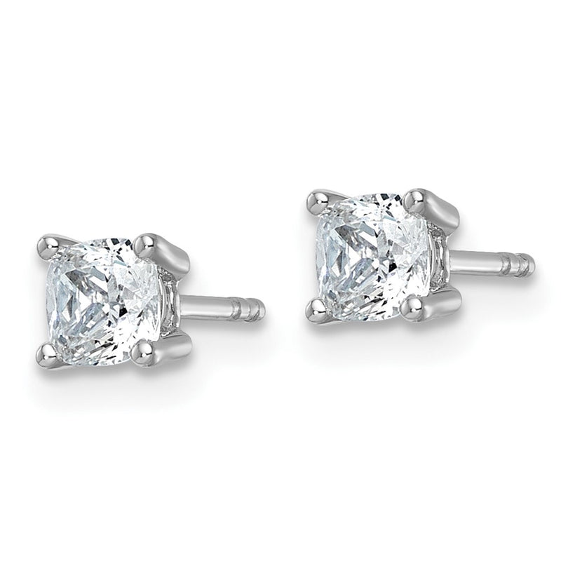 14K White Gold 1 Ctw Certified Lab Grown Diamond Vs+ F+ Cushion 4 Prong Heavy Wt. Stud Earrings