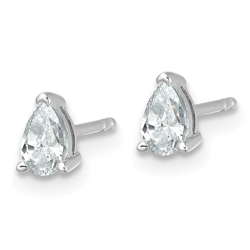 14K White Gold 1/2 Carat Certified Lab Grown Diamond Vs+ F+ Complete Pear Three Prong Stud Earrings
