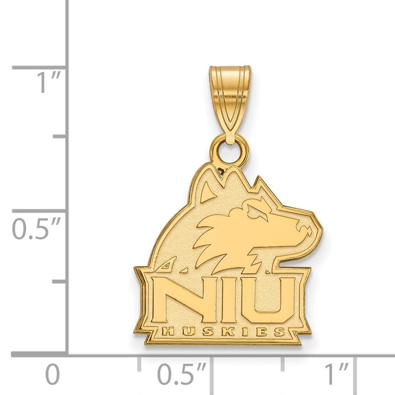 Gold Plated Sterling Silver Logoart Northern Illinois University N I U Huskies Medium Pendant