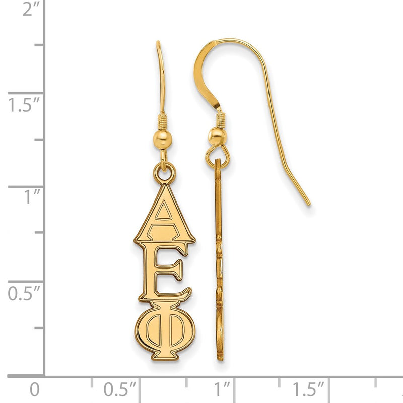 Gold Plated Sterling Silver Logoart Alpha Epsilon Phi Sorority Greek Letters Medium Dangle Earrings