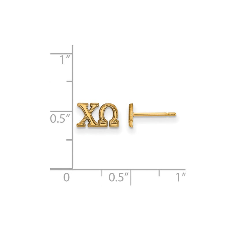 Gold Plated Sterling Silver Logoart Chi Omega Sorority Greek Letters Extra Small Post Earrings