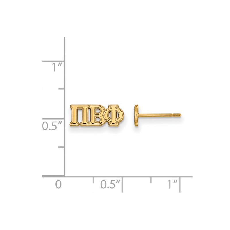 Gold Plated Sterling Silver Logoart Pi Beta Phi Sorority Greek Letters Extra Small Post Earrings