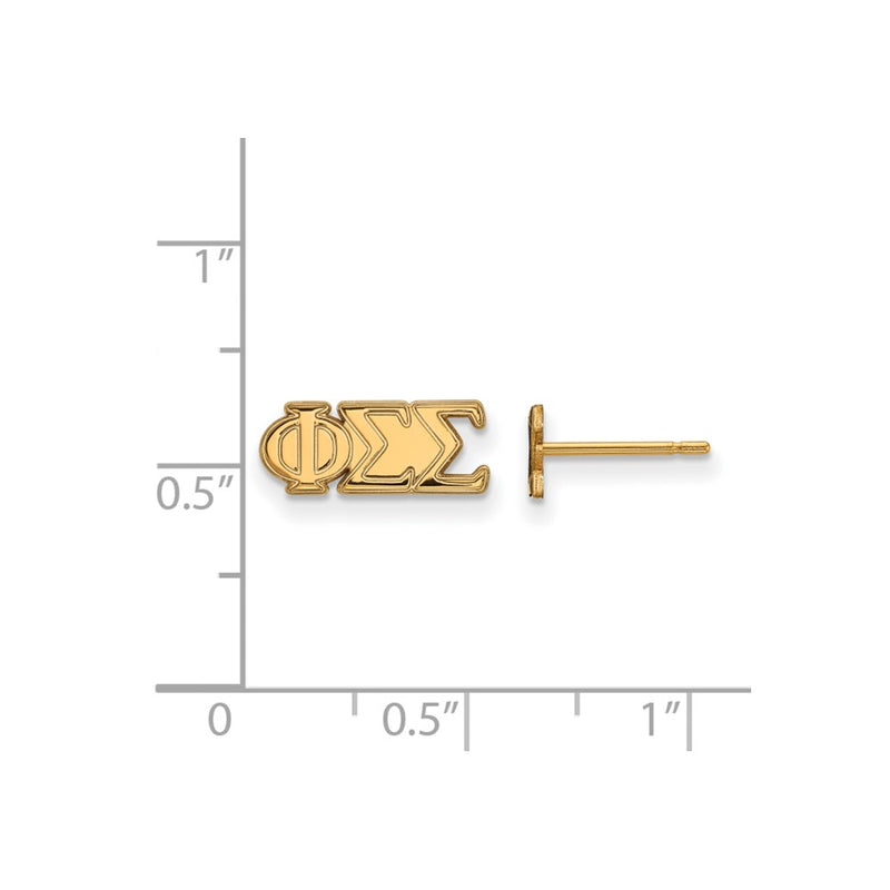 Gold Plated Sterling Silver Logoart Phi Sigma Sorority Greek Letters Extra Small Post Earrings