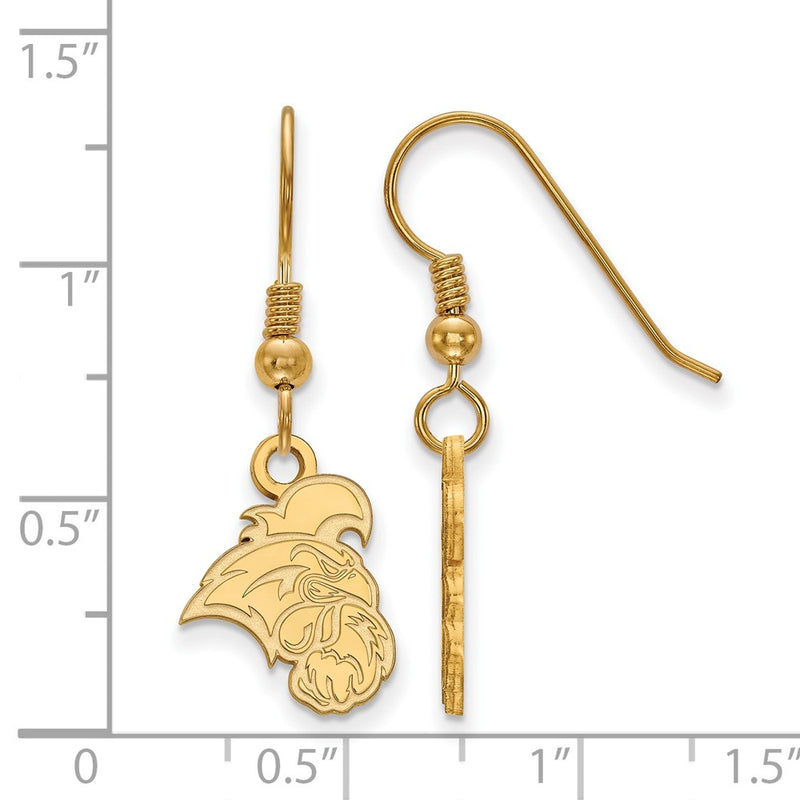 Gold Plated Sterling Silver Logoart Coastal Carolina University Chanticleer Small Dangle Earrings