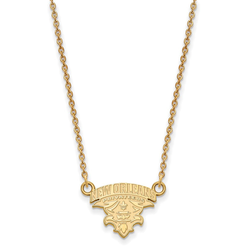 Gold Plated Sterling Silver Logoart University Of New Orleans U N O Small Pendant 18 Inch Necklace