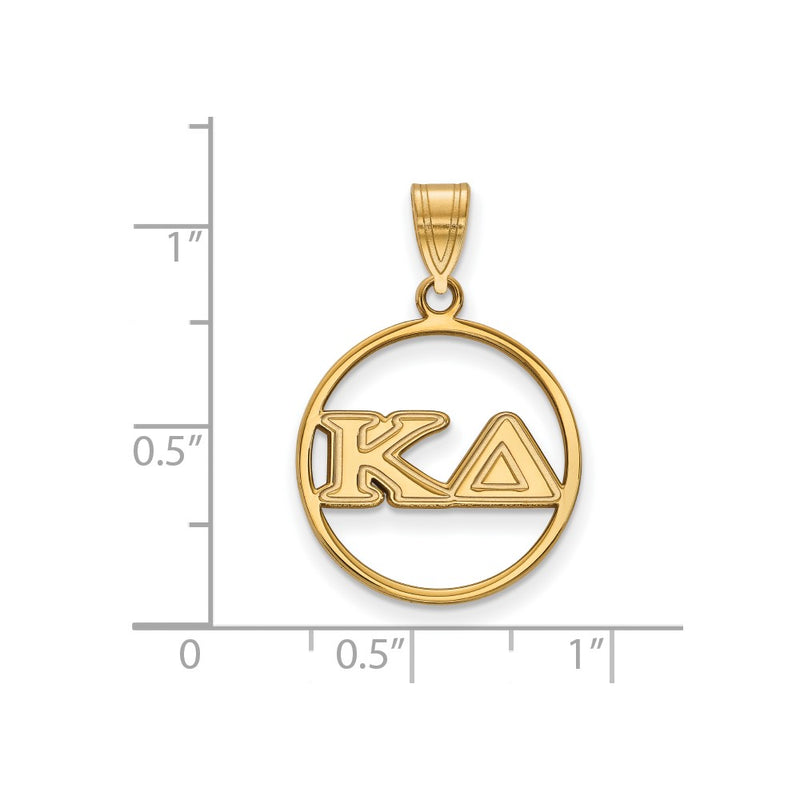 Gold Plated Sterling Silver Logoart Kappa Delta Sorority Greek Letters Medium Circle Pendant