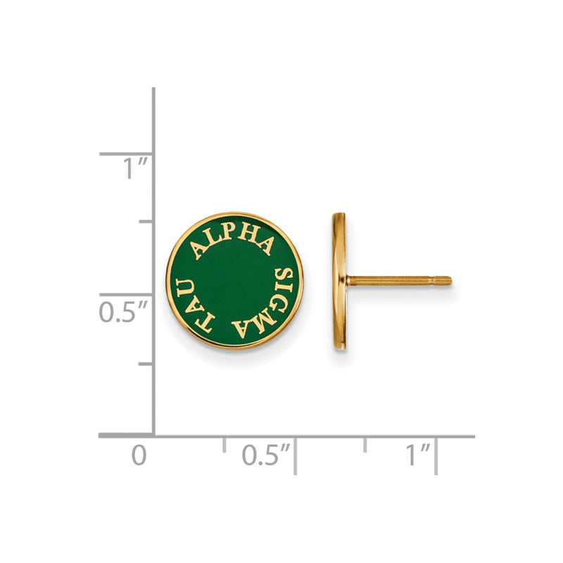 Gold Plated Sterling Silver Logoart Alpha Sigma Tau Sorority Text Color Enamel Post Earrings