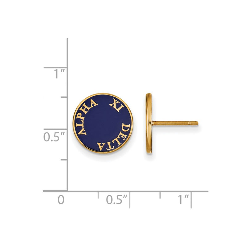 Gold Plated Sterling Silver Logoart Alpha Xi Delta Sorority Text Color Enamel Post Earrings