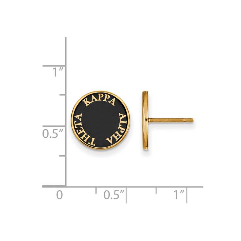 Gold Plated Sterling Silver Logoart Kappa Alpha Theta Sorority Text Color Enamel Post Earrings