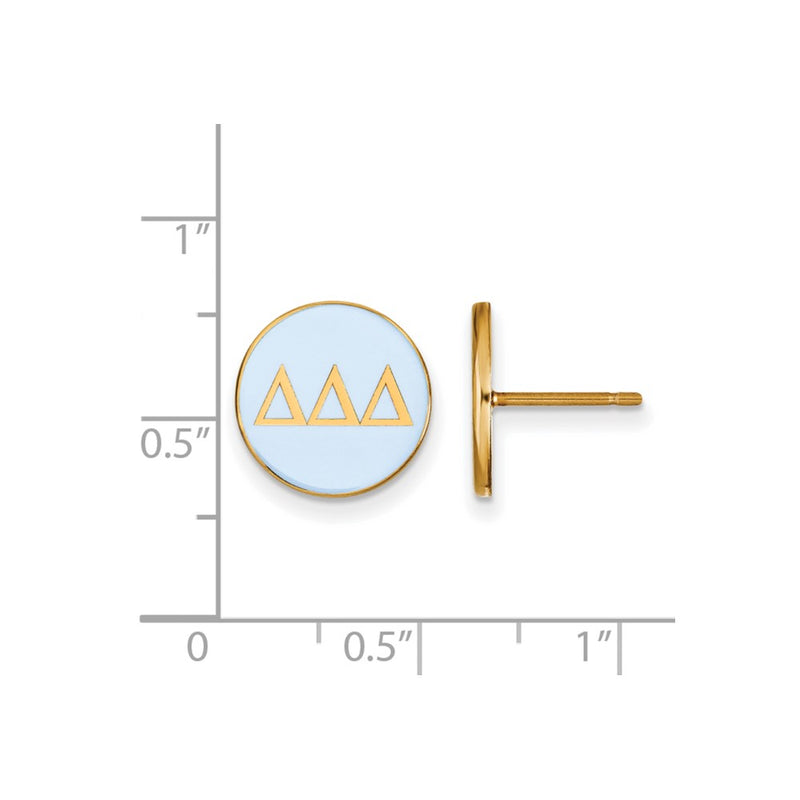 Gold Plated Sterling Silver Logoart Delta Sorority Greek Letters Color Enamel Post Earrings