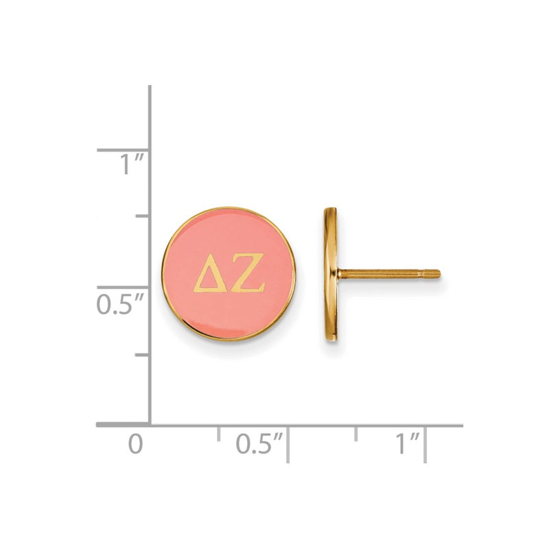 Gold Plated Sterling Silver Logoart Delta Zeta Sorority Greek Letters Color Enamel Post Earrings