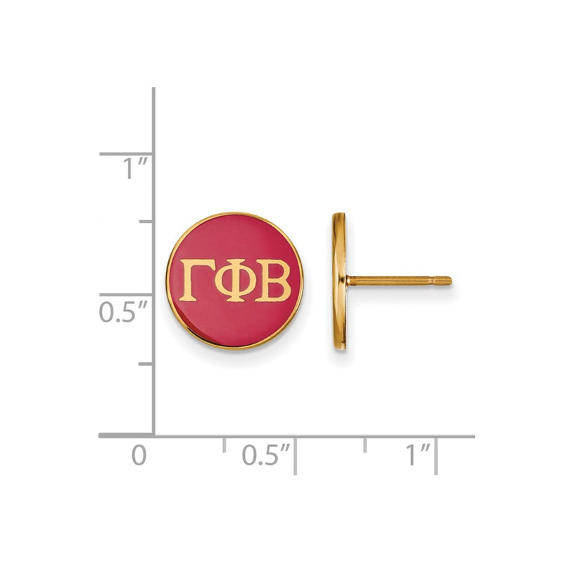 Gold Plated Sterling Silver Logoart Gamma Phi Beta Sorority Greek Letters Color Enamel Post Earrings