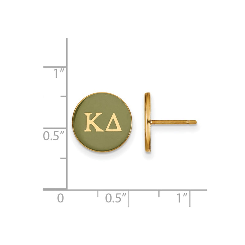 Gold Plated Sterling Silver Logoart Kappa Delta Sorority Greek Letters Color Enamel Post Earrings