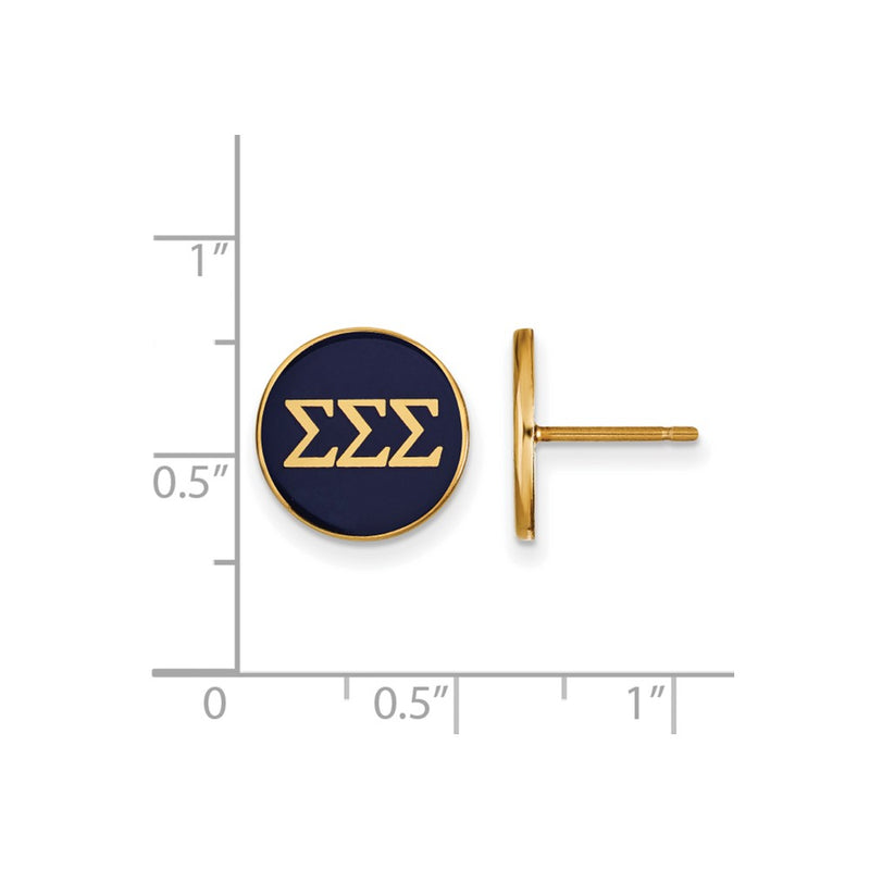 Gold Plated Sterling Silver Logoart Sigma Sorority Greek Letters Color Enamel Post Earrings