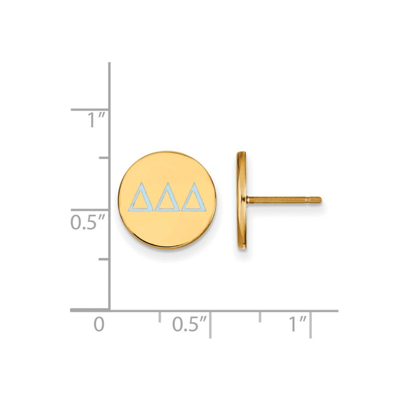 Gold Plated Sterling Silver Logoart Delta Sorority Greek Letters Color Enamel Post Earrings
