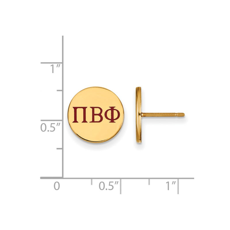 Gold Plated Sterling Silver Logoart Pi Beta Phi Sorority Greek Letters Color Enamel Post Earrings
