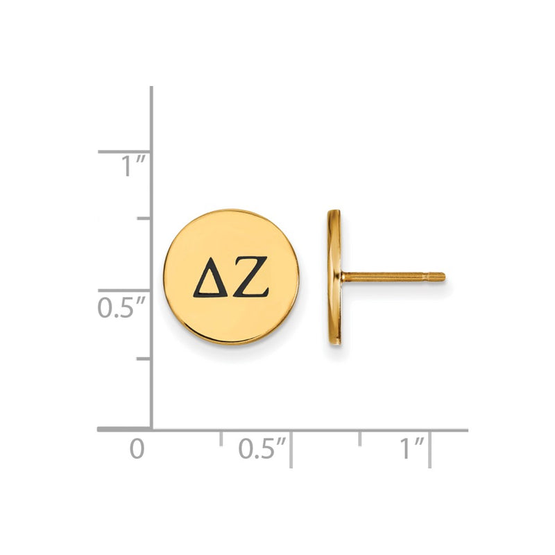 Gold Plated Sterling Silver Logoart Delta Zeta Sorority Greek Letters Black Enamel Post Earrings