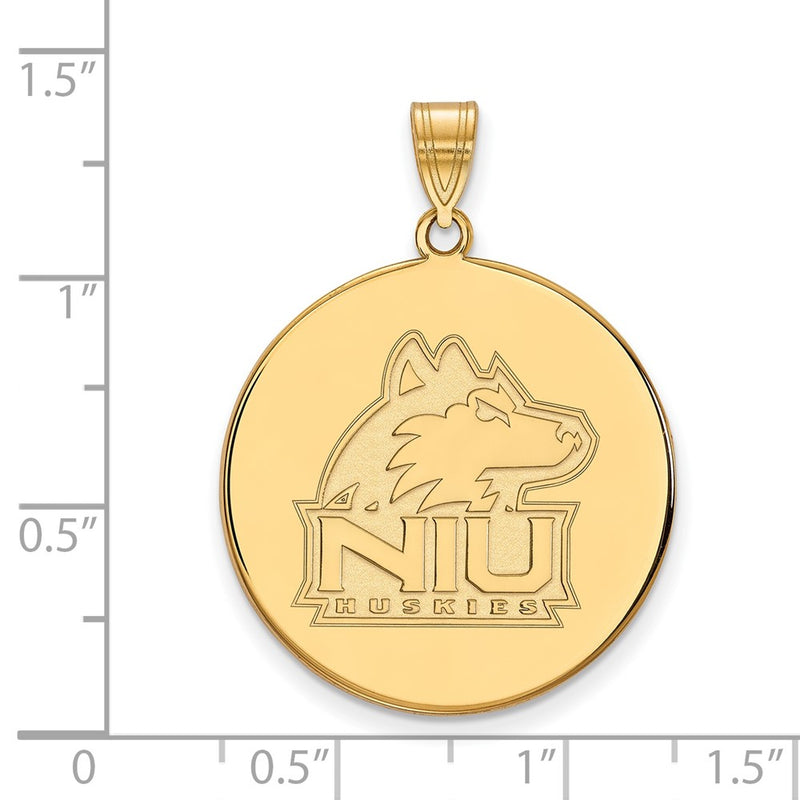 14K Yellow Gold Logoart Northern Illinois University N I U Huskies Extra Large Disc Pendant