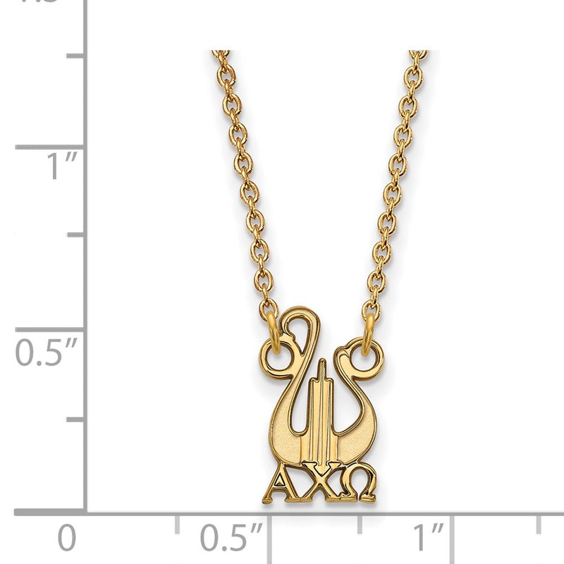 Gold Plated Sterling Silver Logoart Alpha Chi Omega Sorority Symbol Small Pendant 18 Inch Necklace