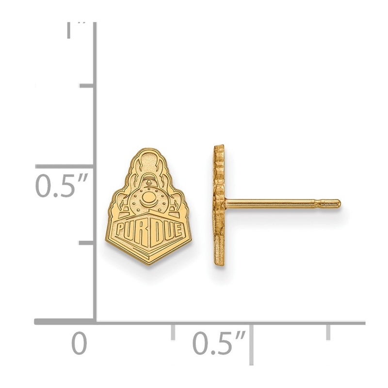 14K Yellow Gold Logoart Purdue University Boilermakers Train Logo Extra Small Post Earrings