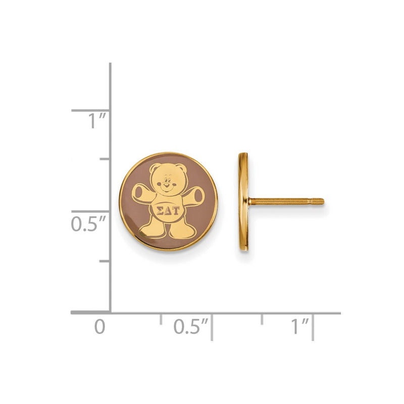 Gold Plated Sterling Silver Logoart Sigma Delta Tau Sorority Symbol Color Enamel Post Earrings