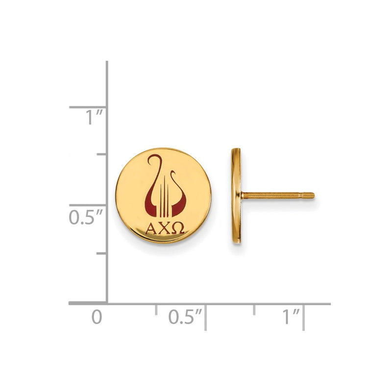 Gold Plated Sterling Silver Logoart Alpha Chi Omega Sorority Symbol Color Enamel Post Earrings