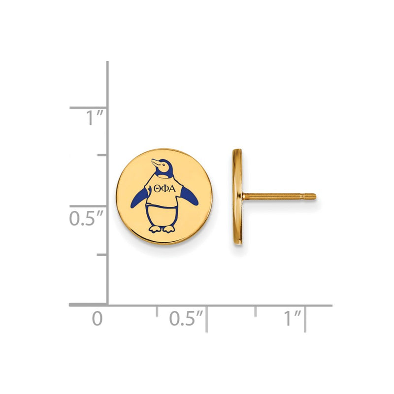Gold Plated Sterling Silver Logoart Theta Phi Alpha Sorority Symbol Color Enamel Post Earrings