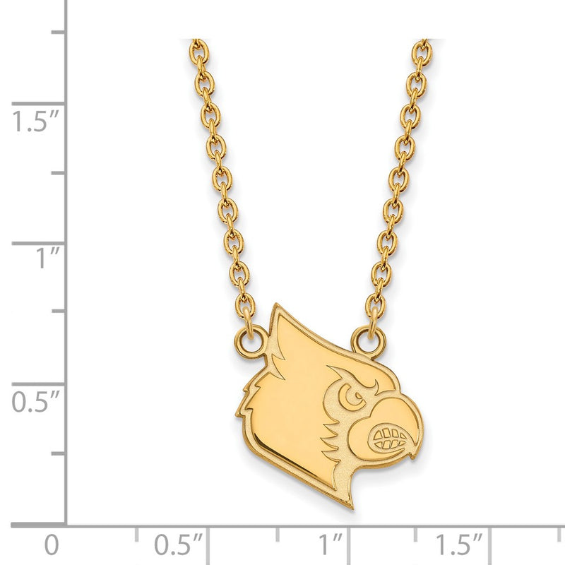 Gold Plated Sterling Silver Logoart University Of Louisville Cardinal Large Pendant 18 Inch Necklace