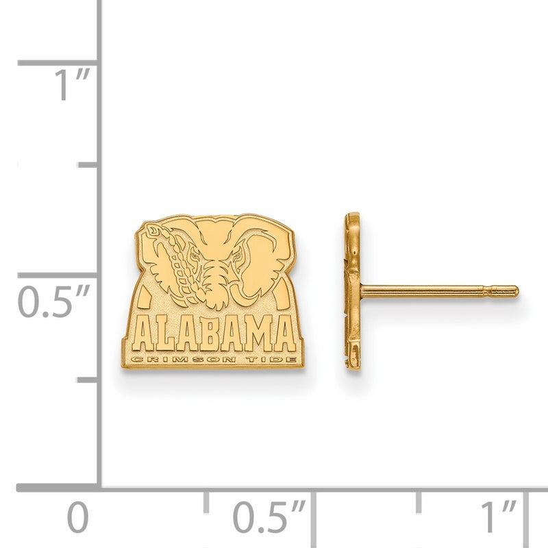 Gold Plated Sterling Silver Logoart University Of Alabama Elephant Extra Small Post Earrings