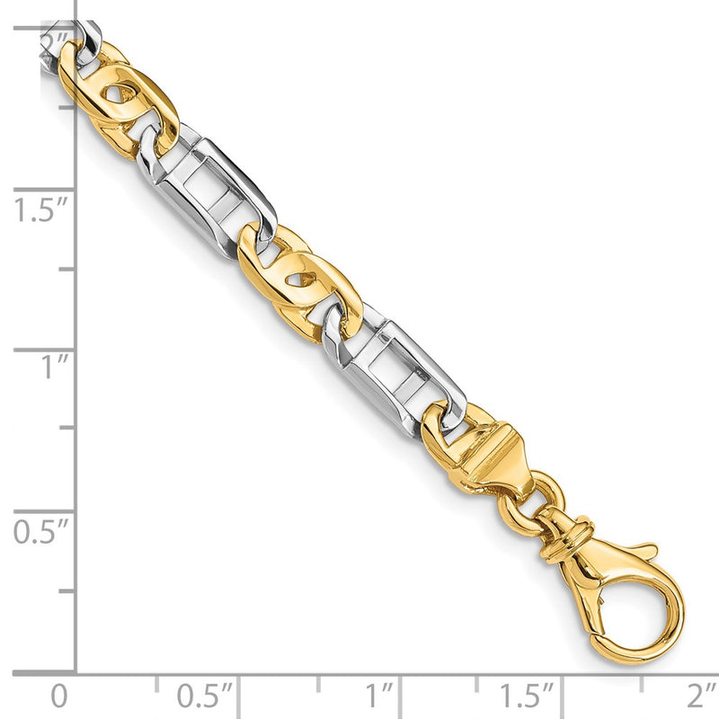 Solid 14K Two-tone Gold 5.5mm Hand Polished Fancy Link with Fancy Lobster Clasp Chain Necklace