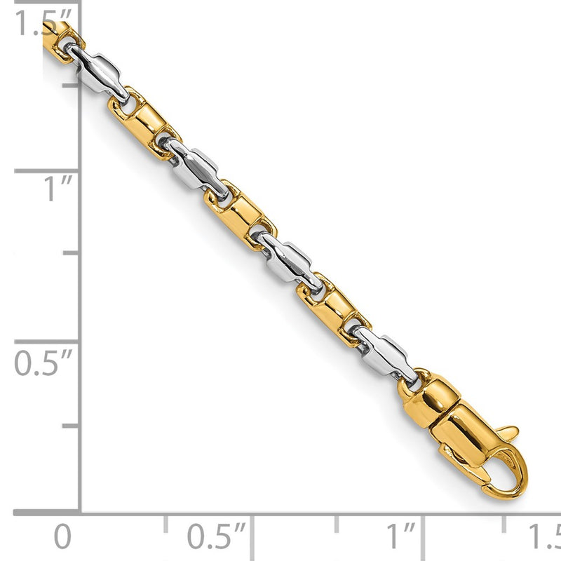 Solid 14K Two-tone Gold 20 inch 2.5mm Hand Polished Fancy Link with Lobster Clasp Chain Necklace