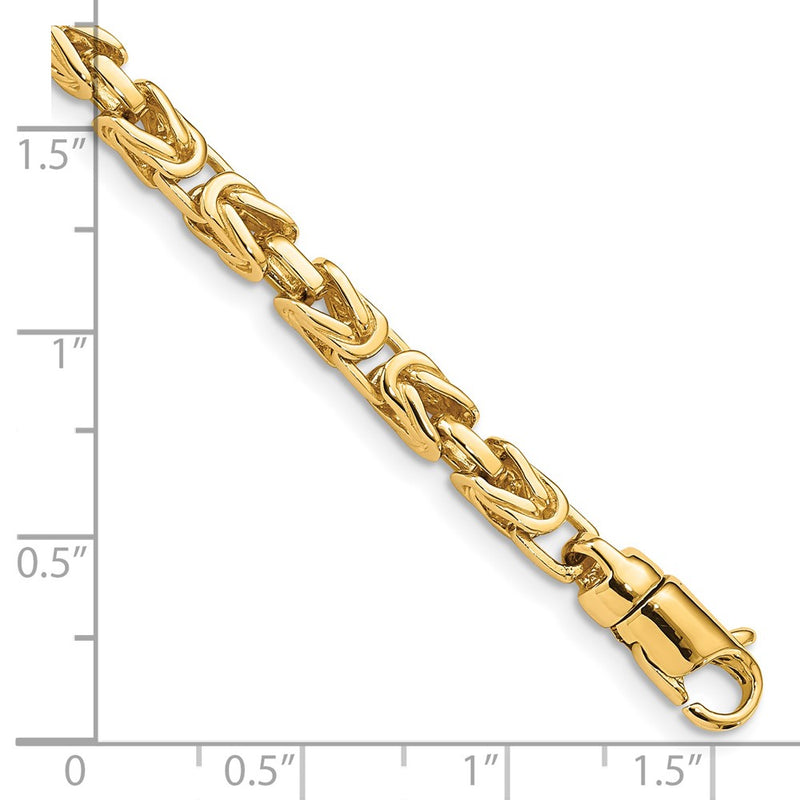 Solid 14K Yellow Gold 9 inch 4.1mm Hand Polished Byzantine Link with Lobster Clasp Bracelet