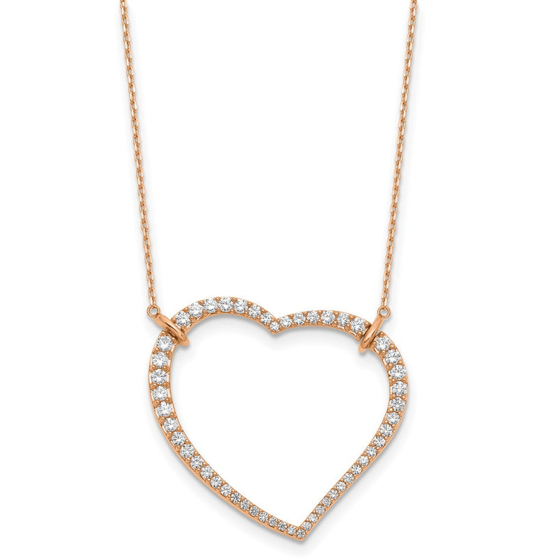 14K Rose Gold True Origin 1 3/4 Carat Lab Grown Diamond Vs/Si D E F Open Heart 18 Inch Necklace
