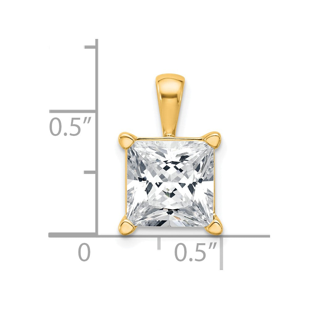 14k Yellow Gold 5 Ct. Certified Lab Grown Diamond VS/SI+ G+ Princess Complete Four Prong Pendant