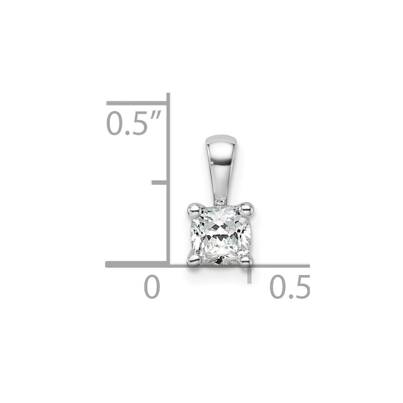 14K White Gold 1/2 Carat Certified Lab Grown Diamond Vs+ F+ Cushion Complete Four Prong Pendant